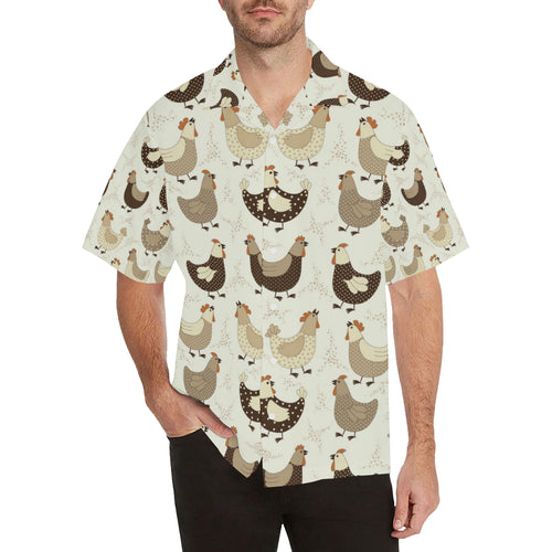Cute rooster chicken cock Men's All Over Print Hawaiian Shirt