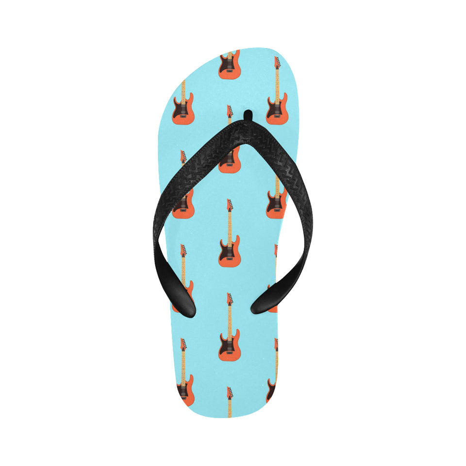 electric guitar pattern light blue background Unisex Flip Flops