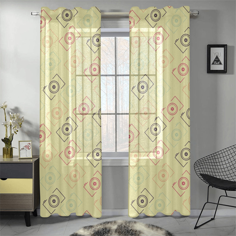 Camera Pattern Print Design 01 Gauze Curtain
