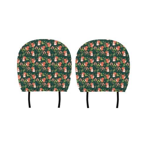 Squirrel Pattern Print Design 03 Car Headrest Cover