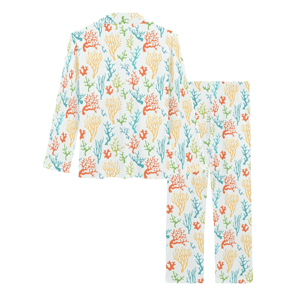 Coral Reef Pattern Print Design 02 Women's Long Pajama Set