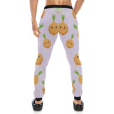 cute onions smiling faces purple background Unisex Casual Sweatpants
