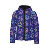 Dog Paws Pattern Print Design 02 Kids' Boys' Girls' Padded Hooded Jacket