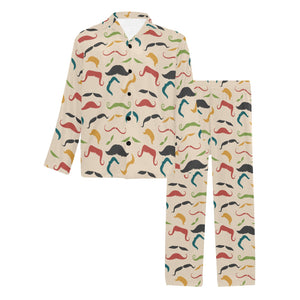 Mustache Beard Pattern Print Design 03 Men's Long Pajama Set