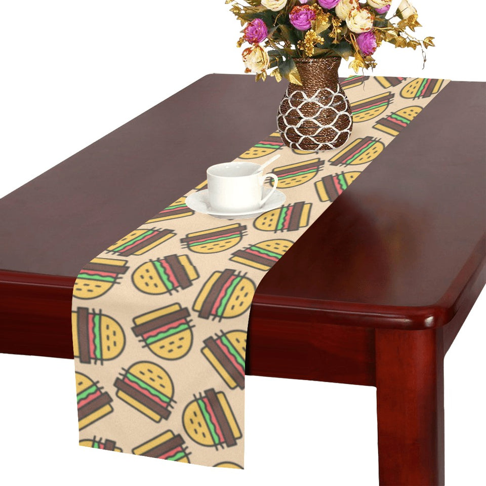 Hamburger Pattern Print Design 01 Table Runner