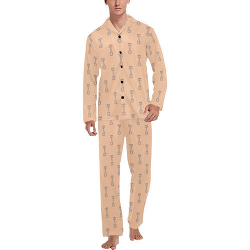 Engine Piston Cream Background Pattern Design 04 Men's Long Pajama Set