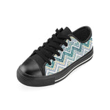 zigzag  chevron paint design pattern Men's Low Top Canvas Shoes Black
