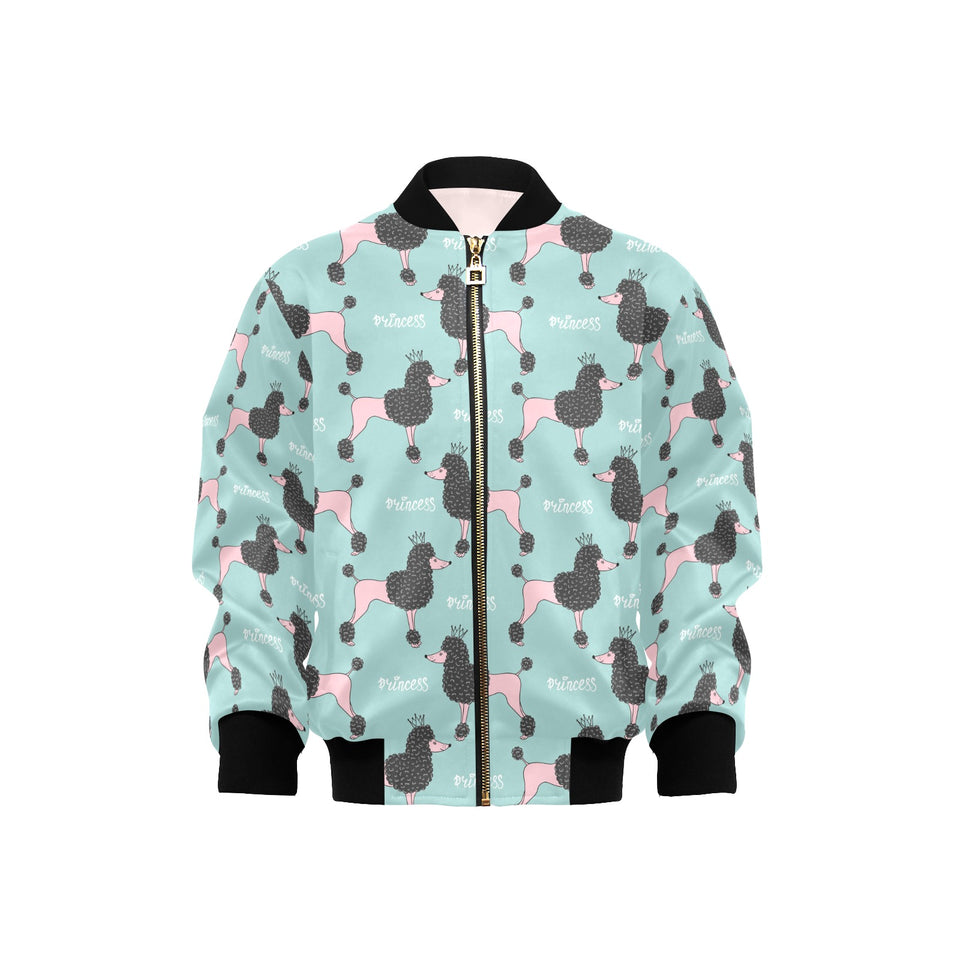 poodle dog green background Kids' Boys' Girls' Bomber Jacket