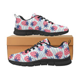 Strawberry pattern blue lines background Men's Sneaker Shoes