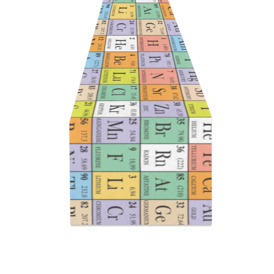 Chemistry Periodic Table Pattern Print Design 01 Table Runner
