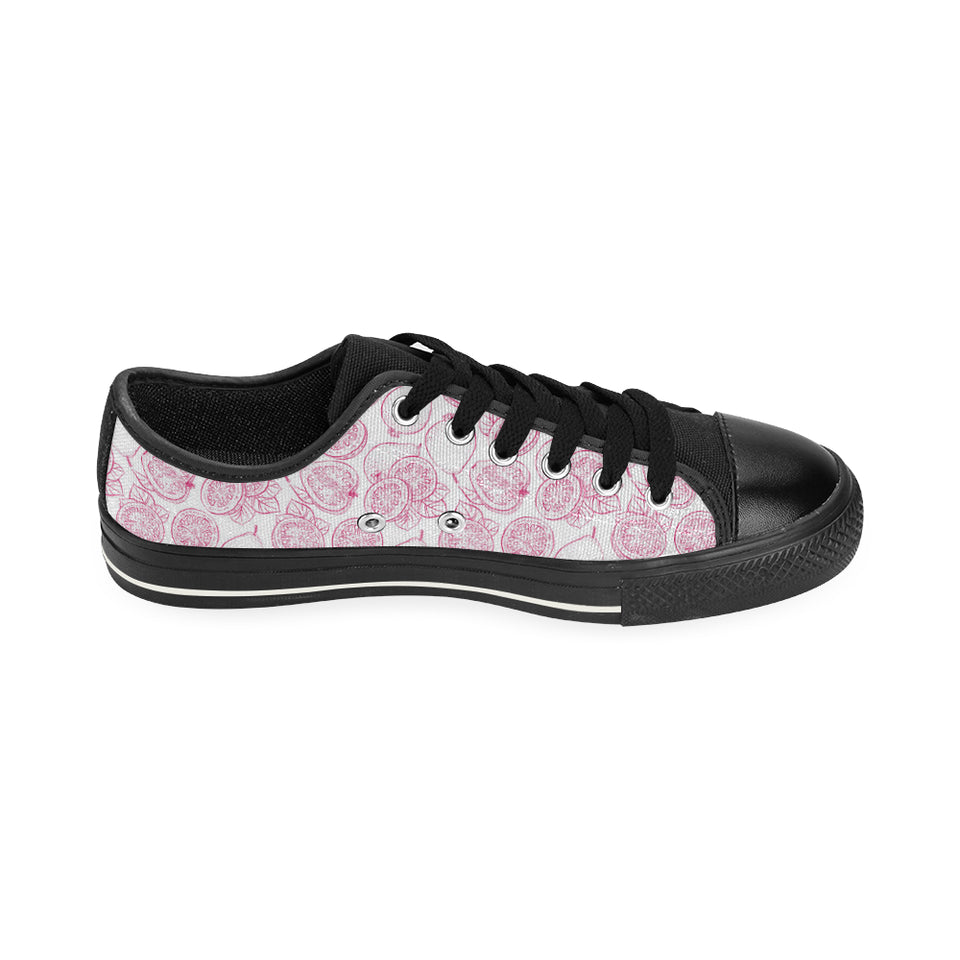 Sketch guava pattern Men's Low Top Canvas Shoes Black