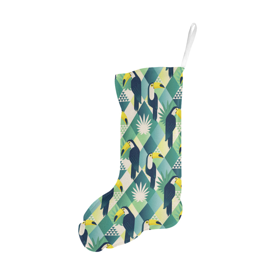 Toucan tropical leaves design pattern Christmas Stocking