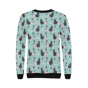 poodle dog green background Women's Crew Neck Sweatshirt