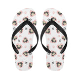 Cute pugs pink heart paw pattern Unisex Flip Flops