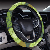 Whole sliced kiwi leave and flower Car Steering Wheel Cover