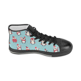 Cute penguin christmas  design pattern Women's High Top Canvas Shoes Black