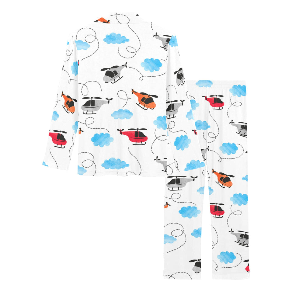 Watercolor helicopter cloud pattern Women's Long Pajama Set