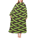 Green Peas Pattern Print Design 05 Blanket Robe with Sleeves