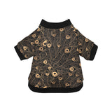 Gold peacock feather pattern All Over Print Pet Dog Round Neck Fuzzy Shirt