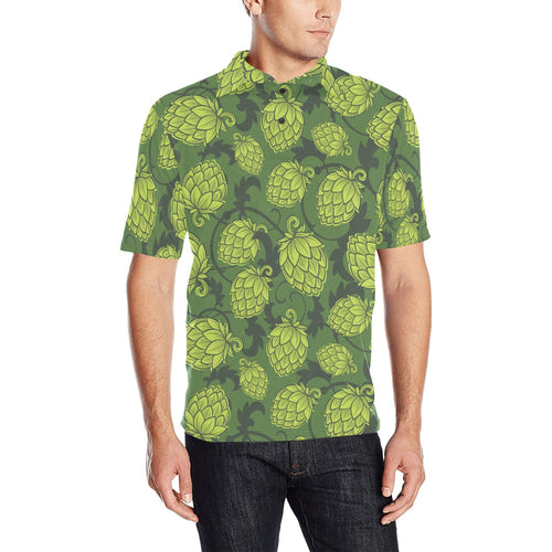 Hop pattern Hop cone background Men's All Over Print Polo Shirt