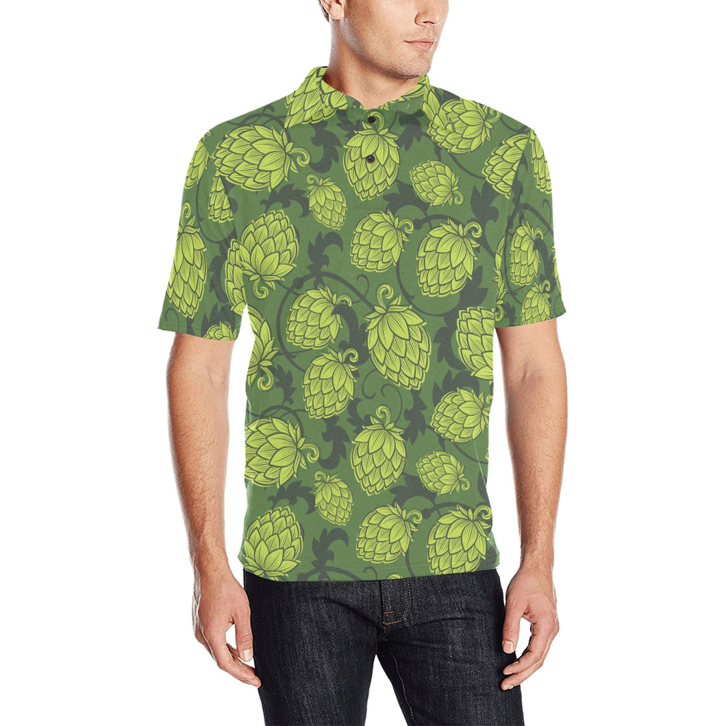 Hop pattern Hop cone background Men's All Over Print Polo Shirt