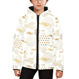 Beautiful gold japanese pattern Kids' Boys' Girls' Padded Hooded Jacket
