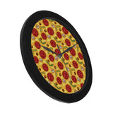 Pizza texture pattern Elegant Black Wall Clock