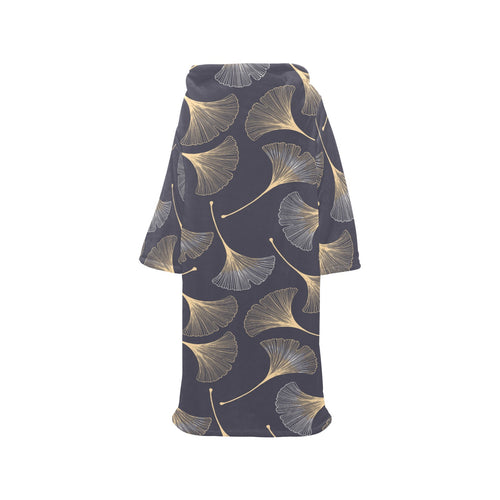 Gold ginkgo leaves Blanket Robe with Sleeves