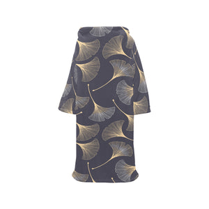 Gold ginkgo leaves Blanket Robe with Sleeves