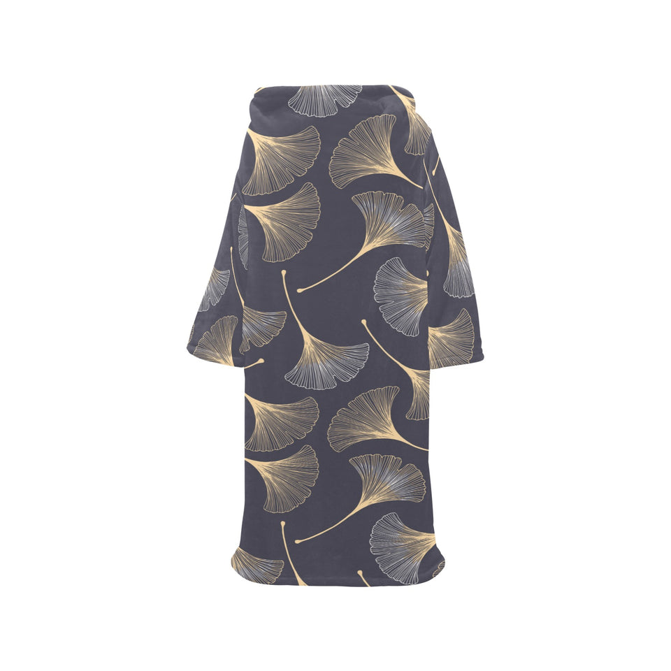 Gold ginkgo leaves Blanket Robe with Sleeves