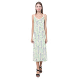 Seahorse shell pattern V-Neck Open Fork Long Dress