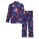 Red blue star pattern Men's Long Pajama Set