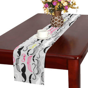 Mustache Beard Pattern Print Design 02 Table Runner