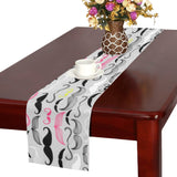 Mustache Beard Pattern Print Design 02 Table Runner