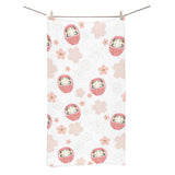 Daruma japanese wooden doll cherry blossom flower Bath Towel