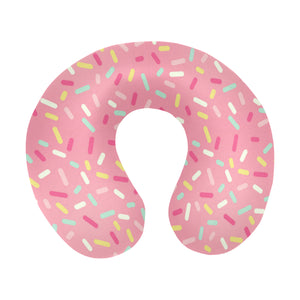 Pink donut glaze candy pattern U-Shaped Travel Neck Pillow