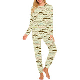 Mustache Beard Pattern Print Design 01 Women's All Over Print Pajama Set