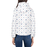 Anchor rudder nautical design pattern Women's Padded Hooded Jacket