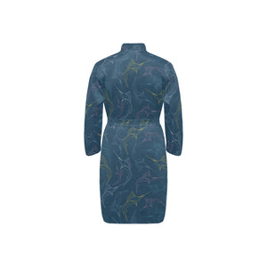 Swordfish Pattern Print Design 02 Men's Long Sleeve Belted Night Robe