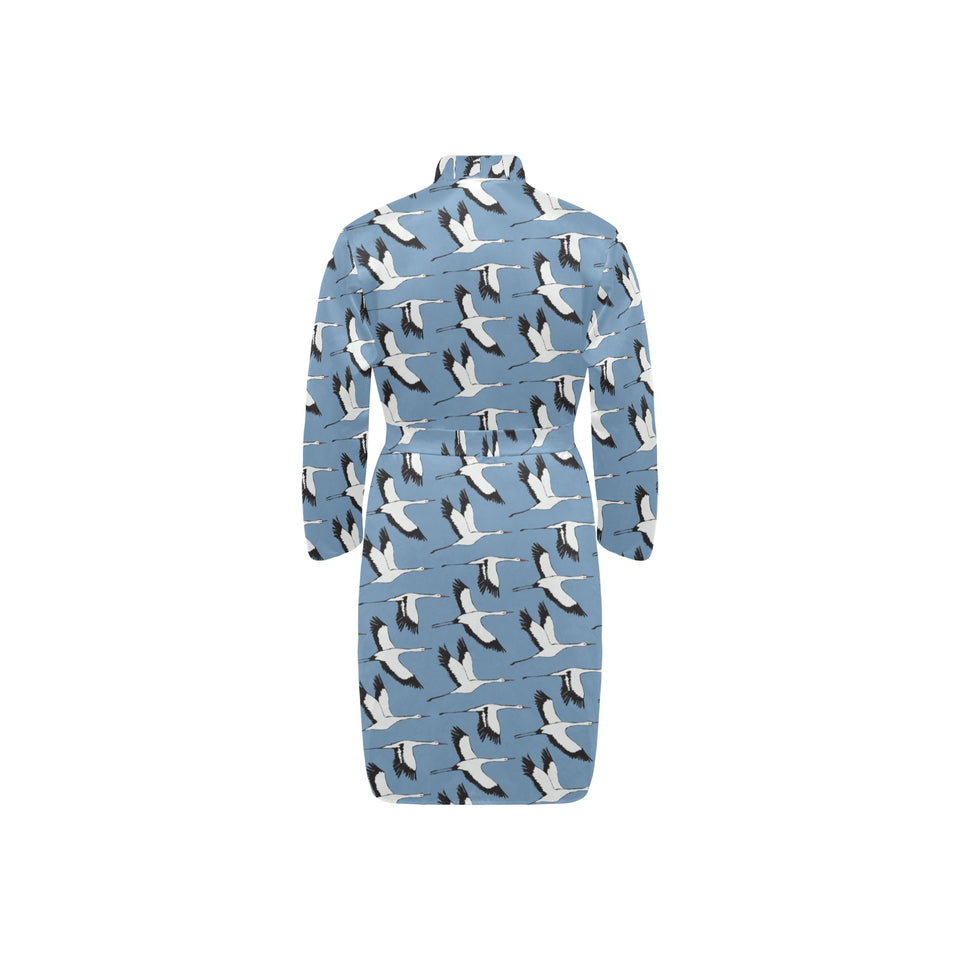 Seagull Pattern Print Design 04 Men's Long Sleeve Belted Night Robe