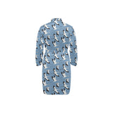 Seagull Pattern Print Design 04 Men's Long Sleeve Belted Night Robe