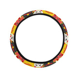 Colorful Maneki neko cat pattern Car Steering Wheel Cover