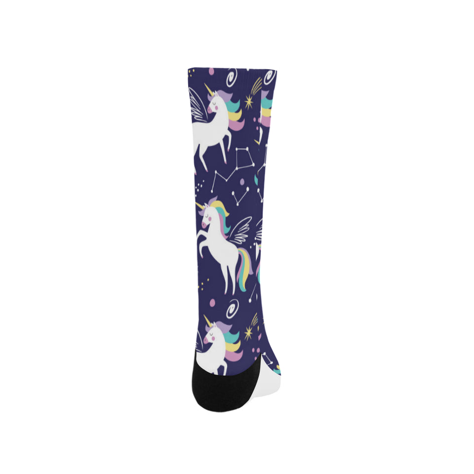 Hand drawn cute unicorn star planet Crew Socks
