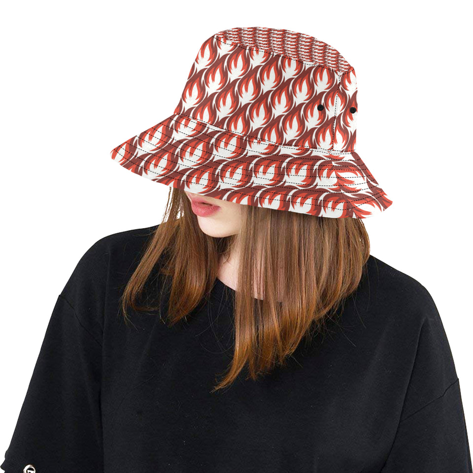 Fire flame symbol design pattern Unisex Bucket Hat