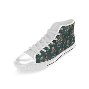 Snake forest pattern Men's High Top Canvas Shoes White