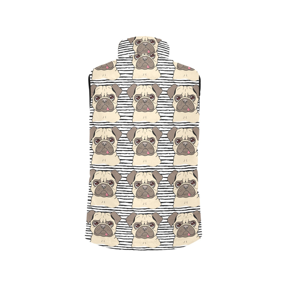 Happy pug pattern Women's Padded Vest
