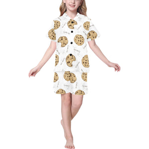 Sketch style cookie pattern Kids' Boys' Girls' V-Neck Short Pajama Set