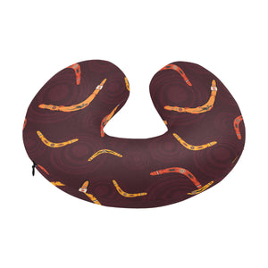 Boomerang Australian aboriginal ornament circle bl U-Shaped Travel Neck Pillow