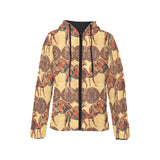 Camel polynesian tribal design pattern Women's Padded Hooded Jacket