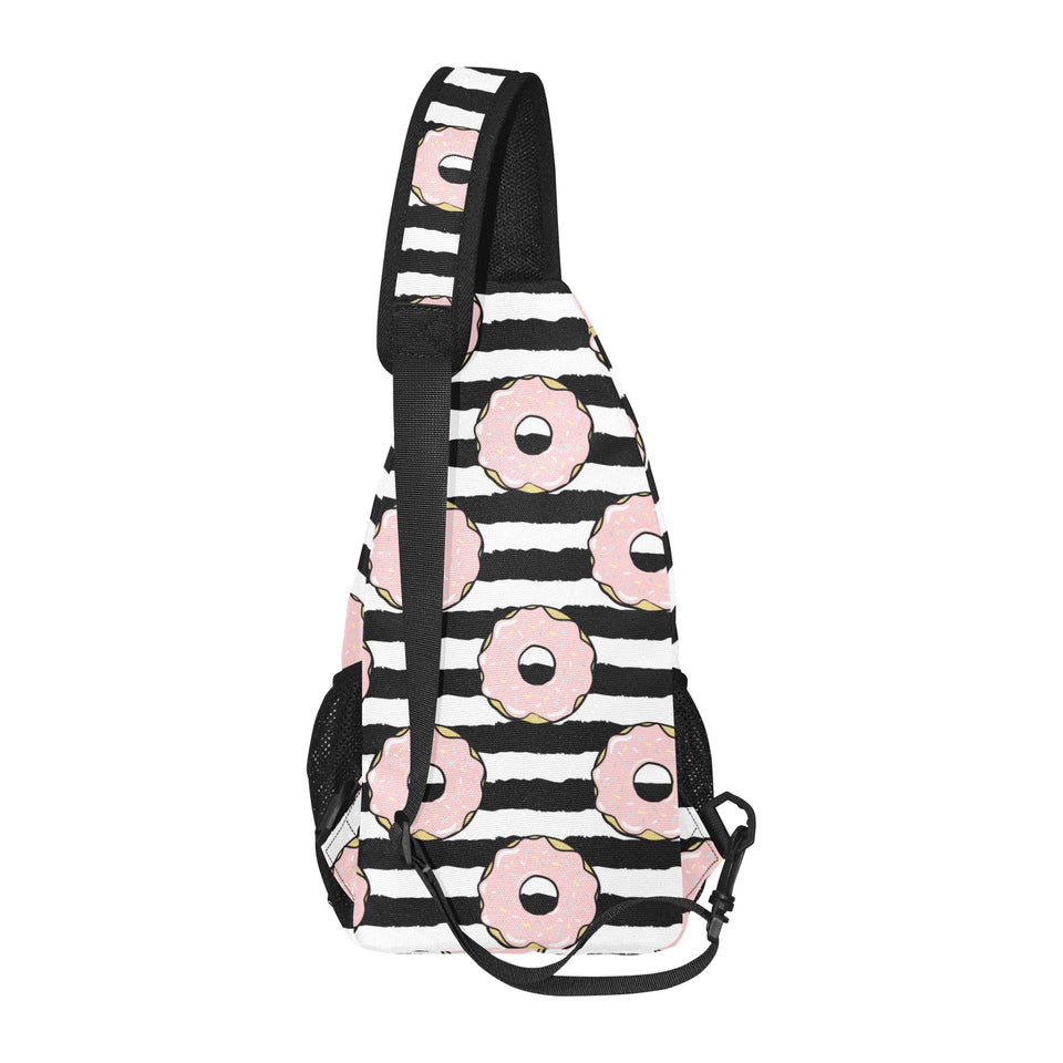 Donuts pink icing striped pattern All Over Print Chest Bag